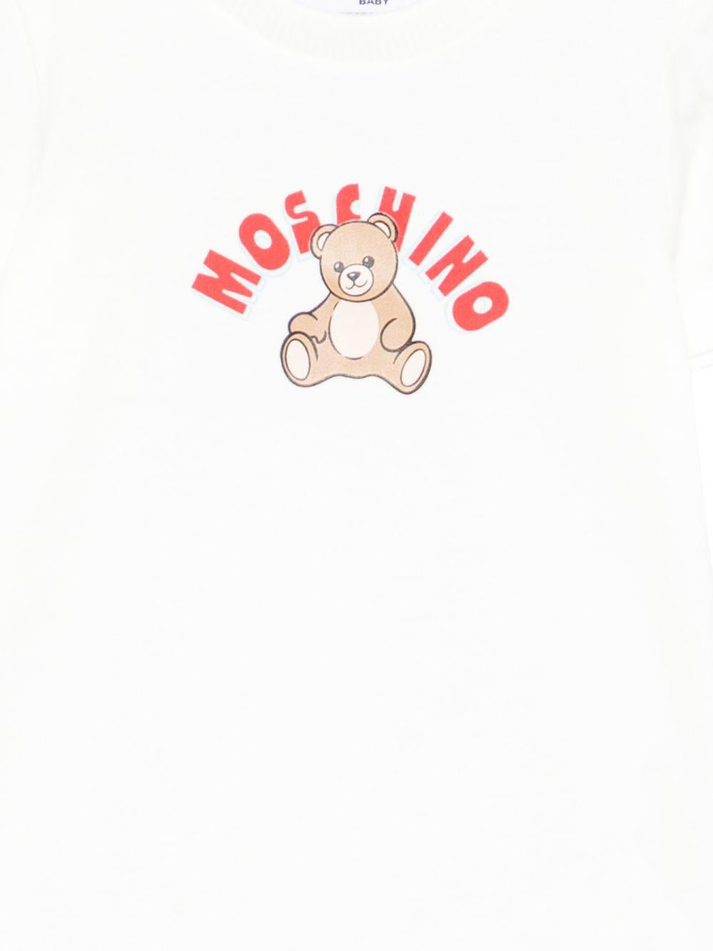 Tutina per neonati Moschino Kids bianca con stampa grafica Teddy Bear MTY022LAA01 10063 MOSCHINO KIDS 