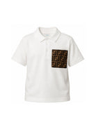 T-shirt per bambino Fendi Kids bianca con colletto stile polo JMI399 7AJ F0TU9 FENDI KIDS 