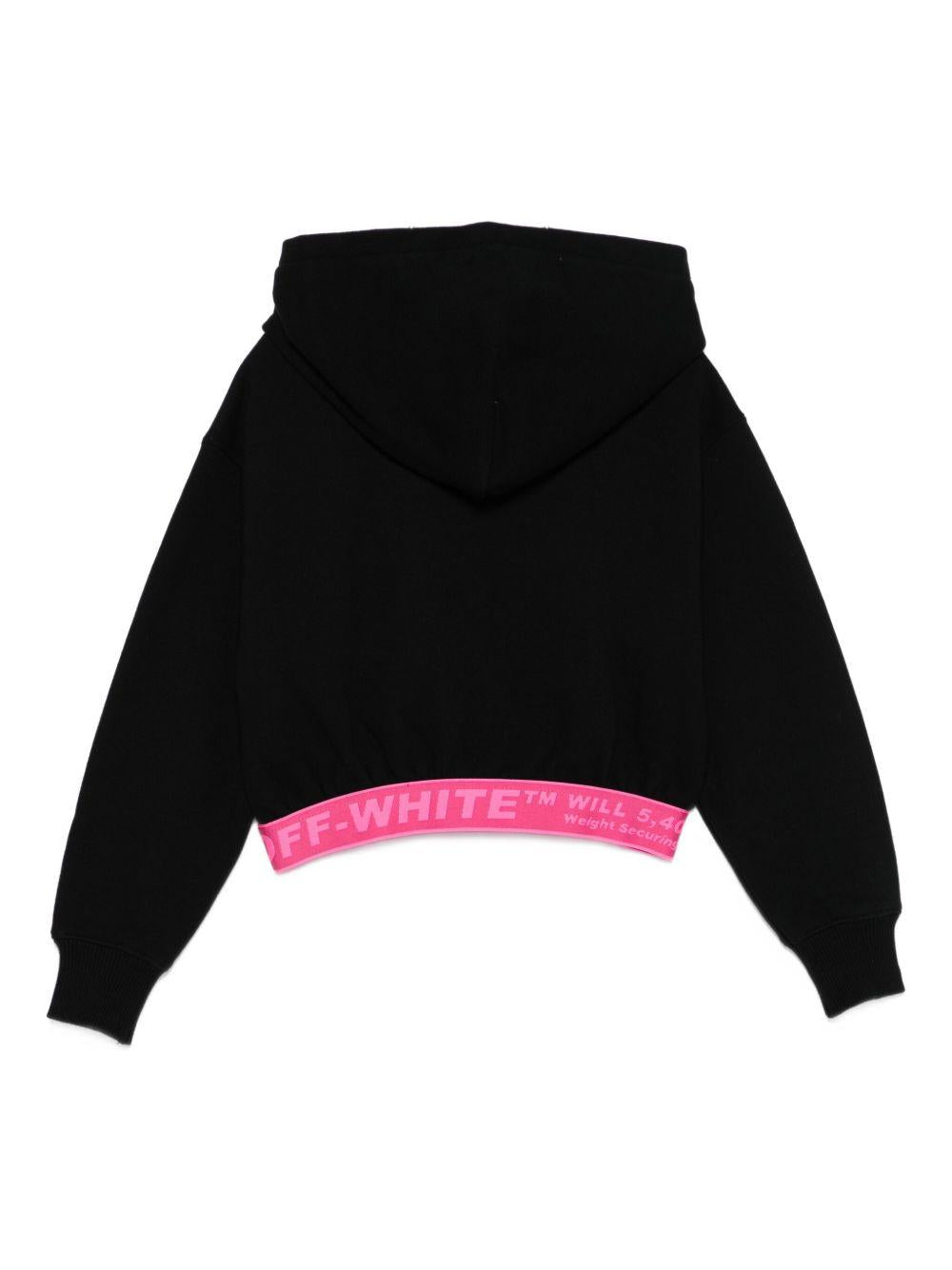 Felpa per bambina Off-White Kids nera con cappuccio e ricamo con logo OGBB005F25FLE001 1032 OFF WHITE KIDS 