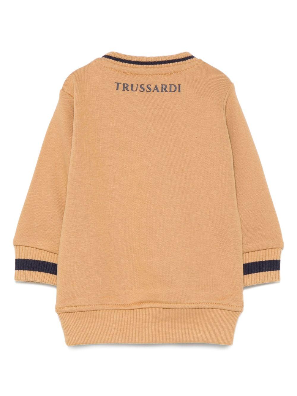 Felpa per neonato Trussardi Junior marrone con bordi a coste TIA25080FE APPLE CIN. TRUSSARDI JUNIOR 