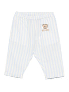 Pantaloni per neonato Moschino Kids azzurro con motivo a righe MUP05ULUE01 86024 MOSCHINO KIDS 