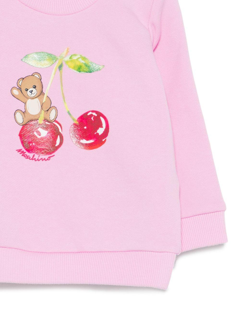 Felpa per neonata Moschino Kids rosa con stampa Teddy sul davanti MGF02KLCA52 51473 MOSCHINO KIDS 