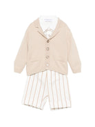 Set cardigan con salopette per neonato Colorichiari beige a righe (3 pezzi) MN408427 4911b 26 COLORICHIARI KIDS 
