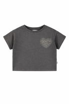 T-shirt Runi per bambina Molo grigia con stampa grafica cuore 2S26A230 5619 MOLO KIDS 