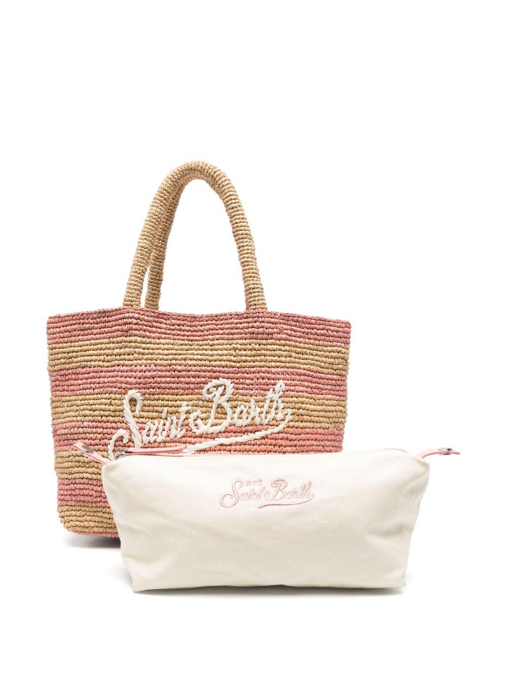 Borsa da spiaggia MC2 Saint Barth beige con ricamo logo RAFB002 01550F MC2 ST. BARTH KIDS 
