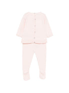 Completo maglioncino e pantaloni per neonata Paz Rodriguez rosa con lavorazione a pointelle 103-123680 322 PaZ RODRIGUEZ KIDS 