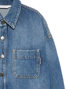 Camicia per bambino Palm Angels Kids in denim con ricamo con logo PBYD006F25DEN001 4416 PALM ANGELS KIDS 