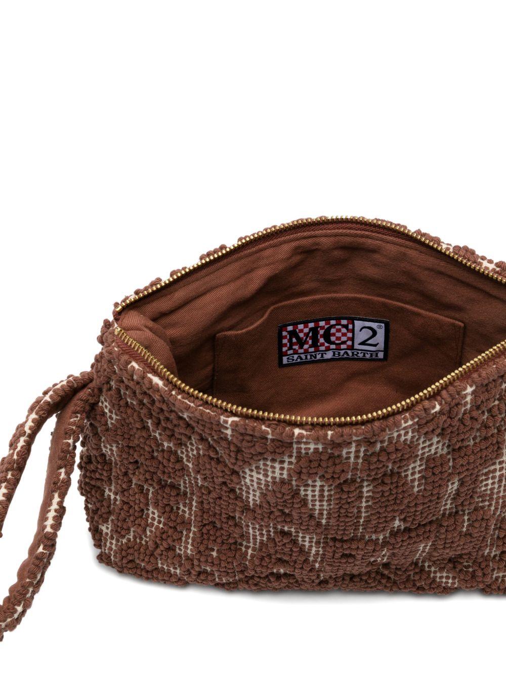 Pochette Aline MC2 Saint Barth marrone con ricamo tufting ALI0016 00098L MC2 ST. BARTH KIDS 