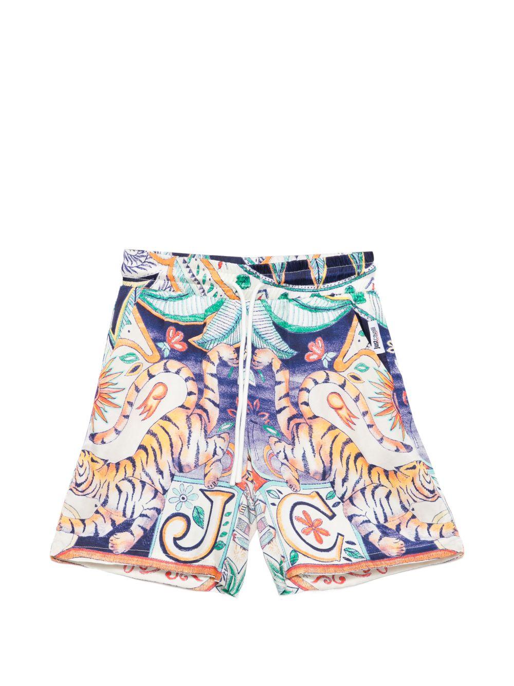 Shorts per bambino Just Cavalli Kids multicolore con stampa floreale indiana JBP26079BE INDIA D.MN ROBERTO CAVALLI KIDS 