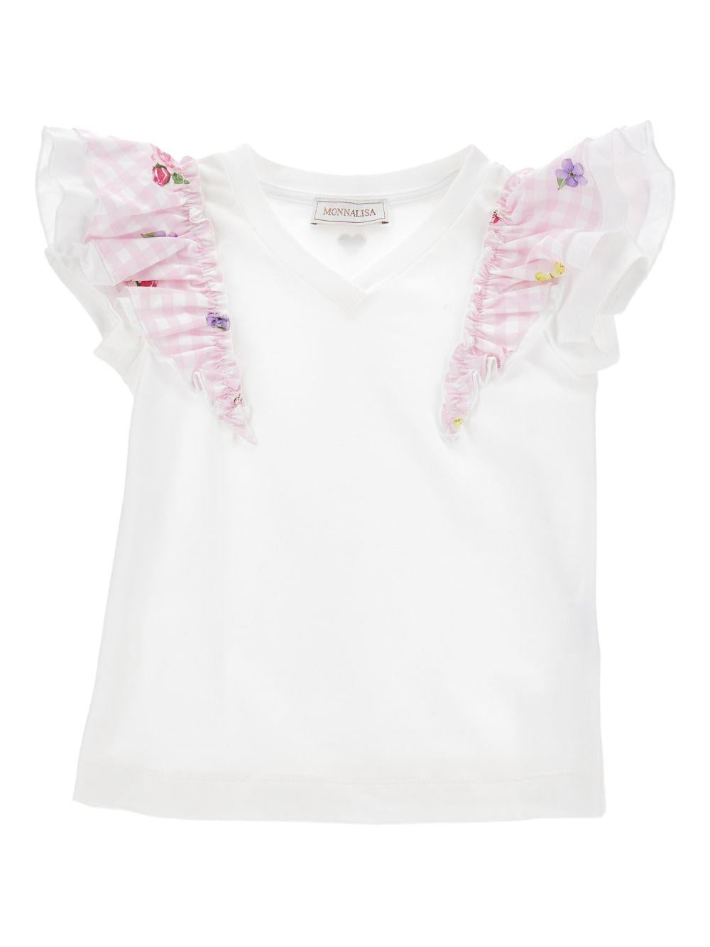 T-shirt per bambina Monnalisa bianca con ruches 11G604 7201 9990 MONNALISA KIDS 