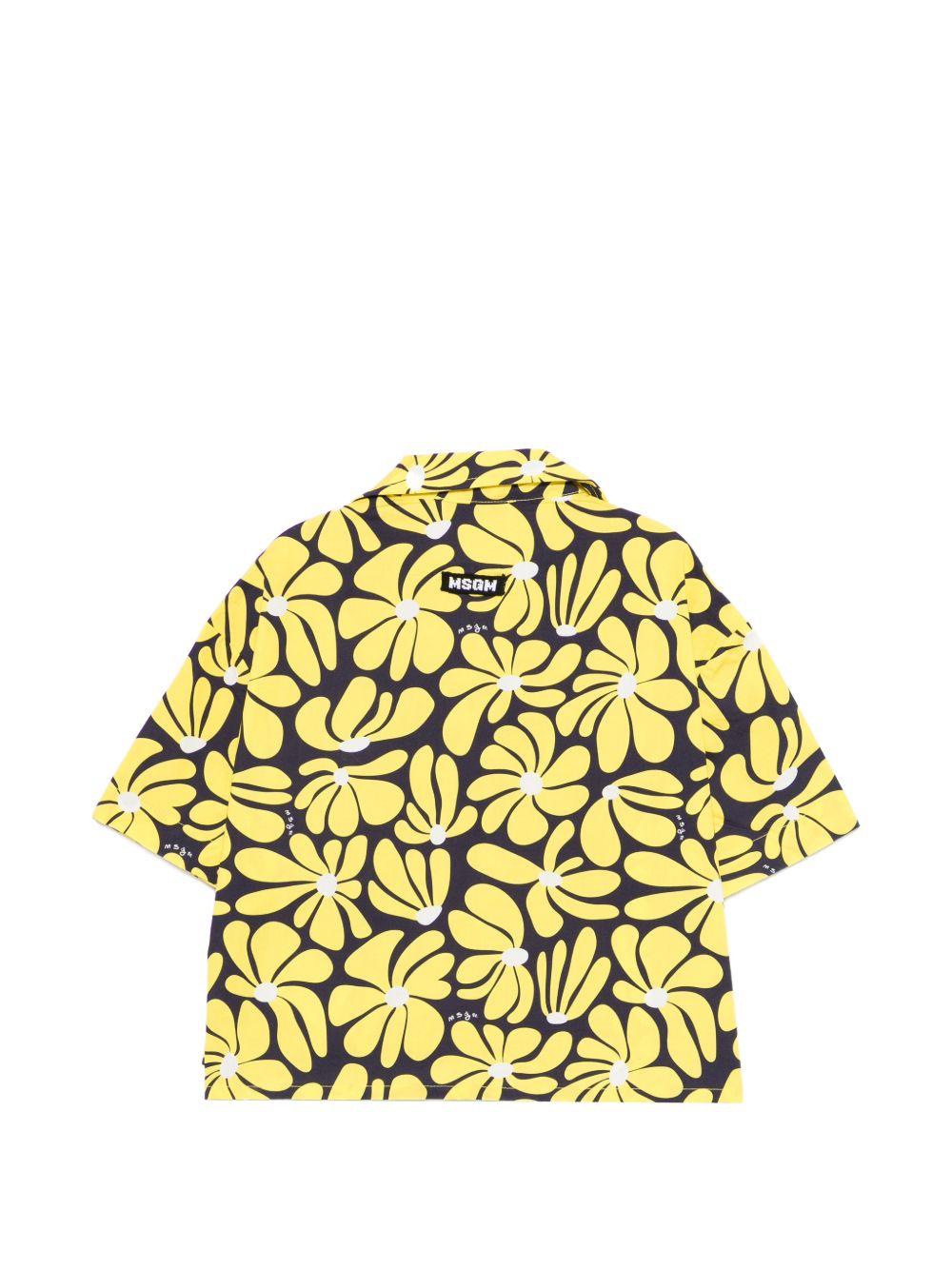 Camicia per bambina MSGM Kids gialla con stampa floreale S6MSJGSI076 MS009 MSGM KIDS 