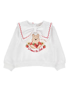Felpa per neonata Monnalisa x Disney bianca con stampa grafica Winnie the Pooh 39G614 7007 0099 MONNALISA KIDS 