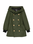 Cappotto doppiopetto per bambina Balmain Kids verde con cappuccio BX2P30 E0169 762OR BALMAIN KIDS 