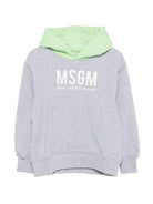Felpa per bambini MSGM Kids grigia con cappuccio verde S6MSJBHS050 271/01 MSGM KIDS 