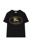 T-shirt per bambini Burberry Kids nera con motivo Equestrian Knight 8125851 A1189 BURBERRY KIDS 