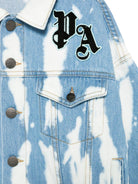 Giubbino con applicazione PA per bambino Palm Angels Kids azzurro con polsini con abbottonatura PBYE001S25DEN001 4540 PALM ANGELS KIDS 