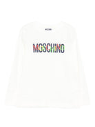 T-shirt per bambino Moschino Kids bianco con stampa logo HUO00YLAA10 10063 MOSCHINO KIDS 