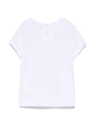 T-shirt per neonata Monnalisa bianco con stampa e decorazione con strass 39E608 5011 0099 MONNALISA 