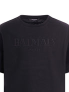 T-shirt per bambino Balmain Kids nera con logo sul davanti BY8Q81 Z3672 930OR BALMAIN KIDS 