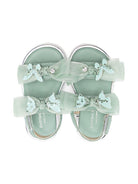 Sandali per bambina BabyWalker verde con fiocco e soletta in pelle con logo PB6119 SALVIA BABYWALKER 