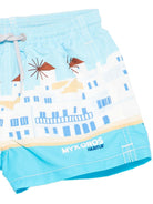 Costume da bagno per bambino MC2 Saint Barth Kids azzurro con stampa grafica Mykonos HAI0001 02284L MC2 ST. BARTH KIDS 