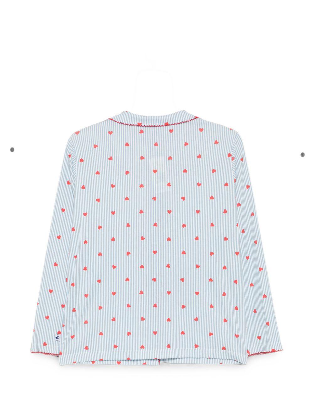 Pigiama per donna Petit Bateu Kids azzurro con stampa cuoricini all-over A0GAQ 01 PETIT BATEAU KIDS 