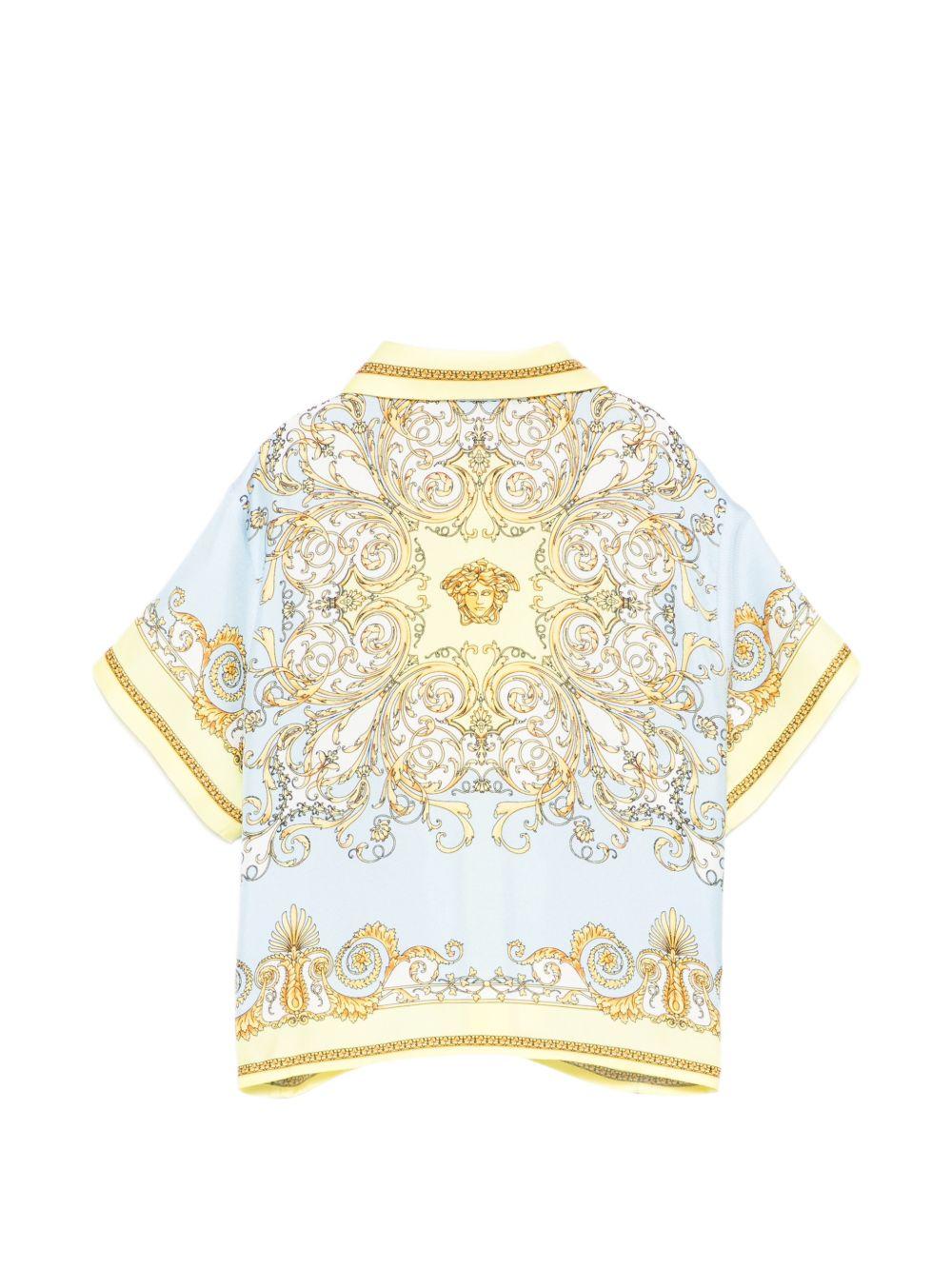 Camicia per neonato Versace Kids azzurra con design barocco 10186401A17228 5Y580 VERSACE KIDS 