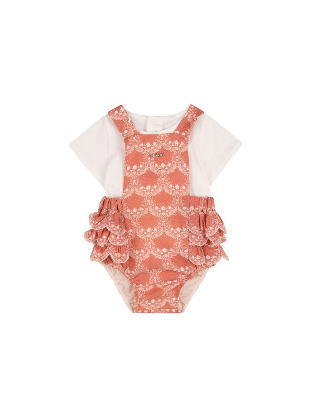 Body per neonata Chloé Kids arancione e bianco a fiori con ruches C20934 45U CHLOE' KIDS 