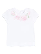 T-shirt con stampa per neonata Monnalisa bianco con apertura a goccia 39E601 5015 0099 MONNALISA 