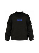 Felpa per bambina Emilio Pucci Junior nera con dettagli a coste PZ4A40 Z3183 930AZ EMILIO PUCCI KIDS 