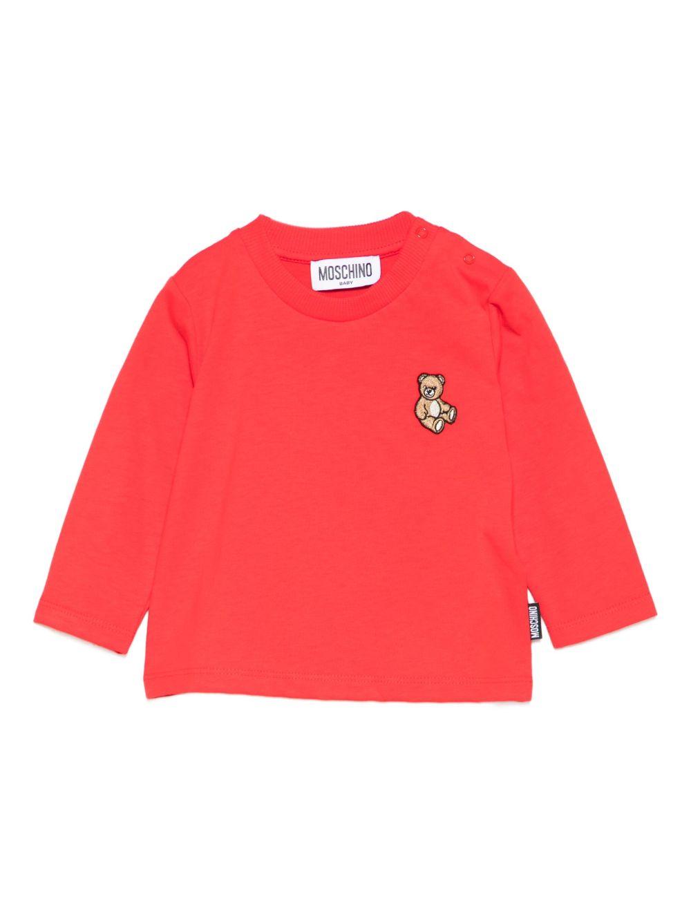 T-shirt per neonati Moschino Kids rosso con motivo Teddy Bear MXO00RLAA10 50109 MOSCHINO KIDS 