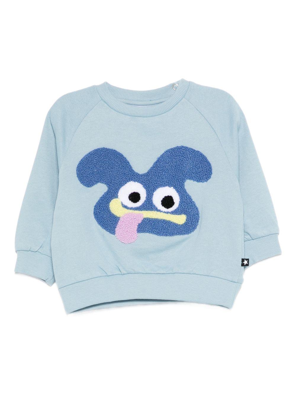 Felpa per neonato Molo blu con stampa ricamata 6S26J203 5614 MOLO KIDS 