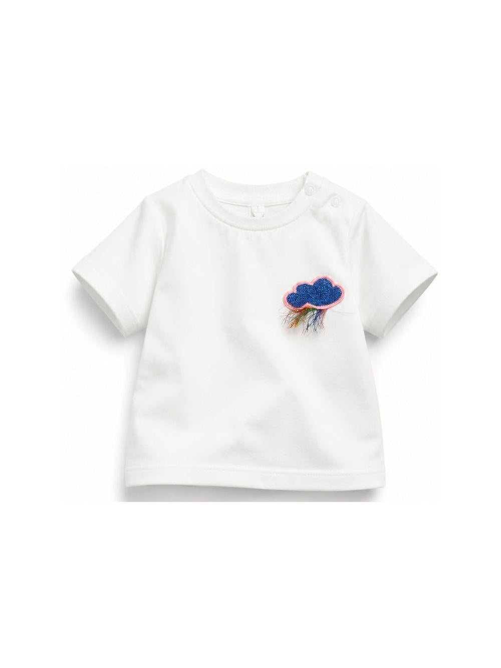 T-shirt per neonati Stella McCartney Kids bianca con dettaglio sul petto TZ8021 Z3772 101 STELLA McCARTNEY KIDS 