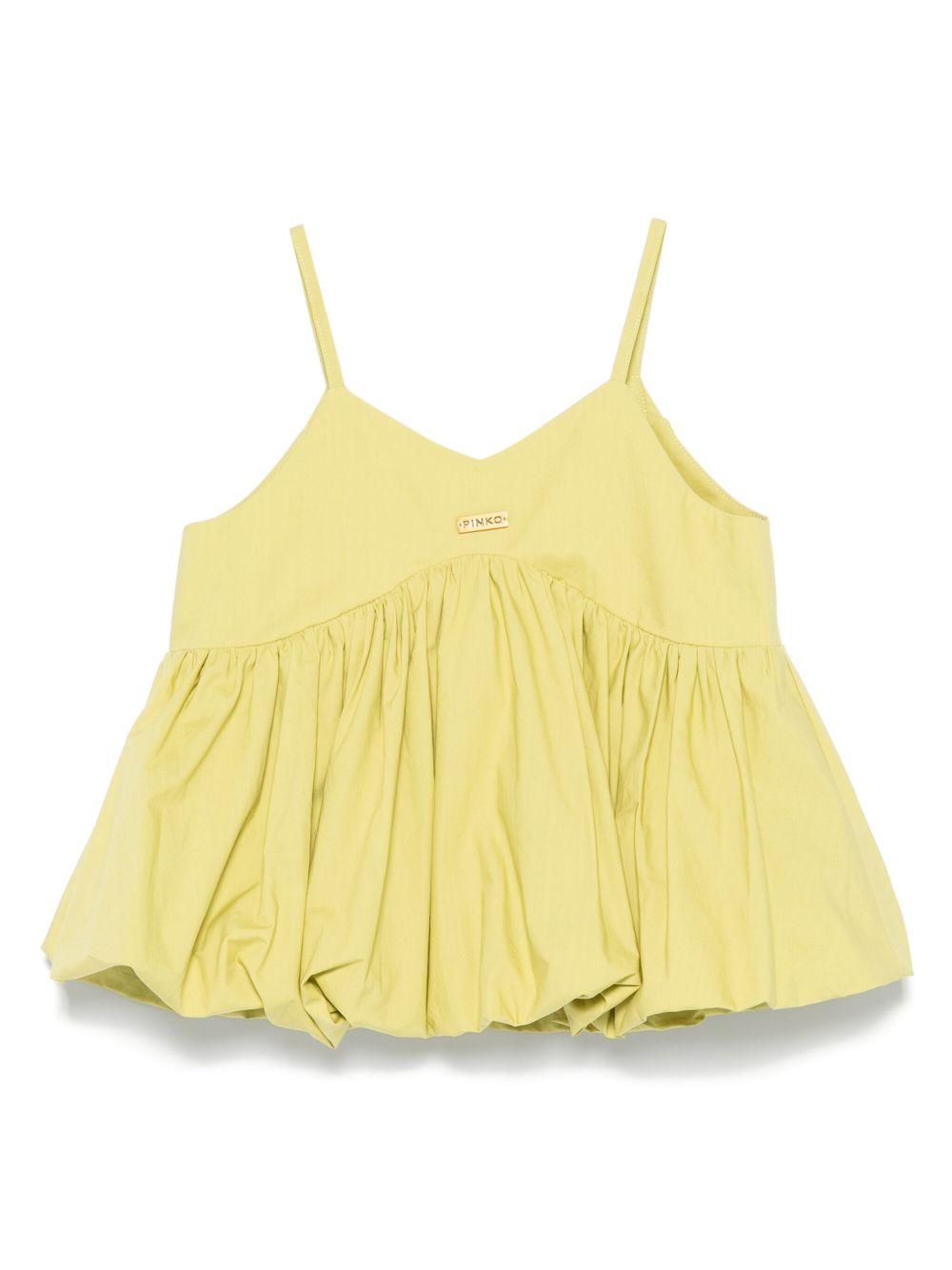 Blusa per bambina Pinko Kids verde a palloncino con scollo a V KFTO0010CA101 1057 PINKO KIDS 