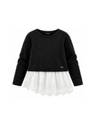Maglione per bambina Monnalisa Kids nero con rifinitura in pizzo 41H607 8214 0050 MONNALISA KIDS 