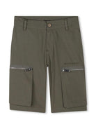 Shorts per bambino Givenchy Kids verde con ricamo con logo frontale H30720 653 GIVENCHY KIDS 
