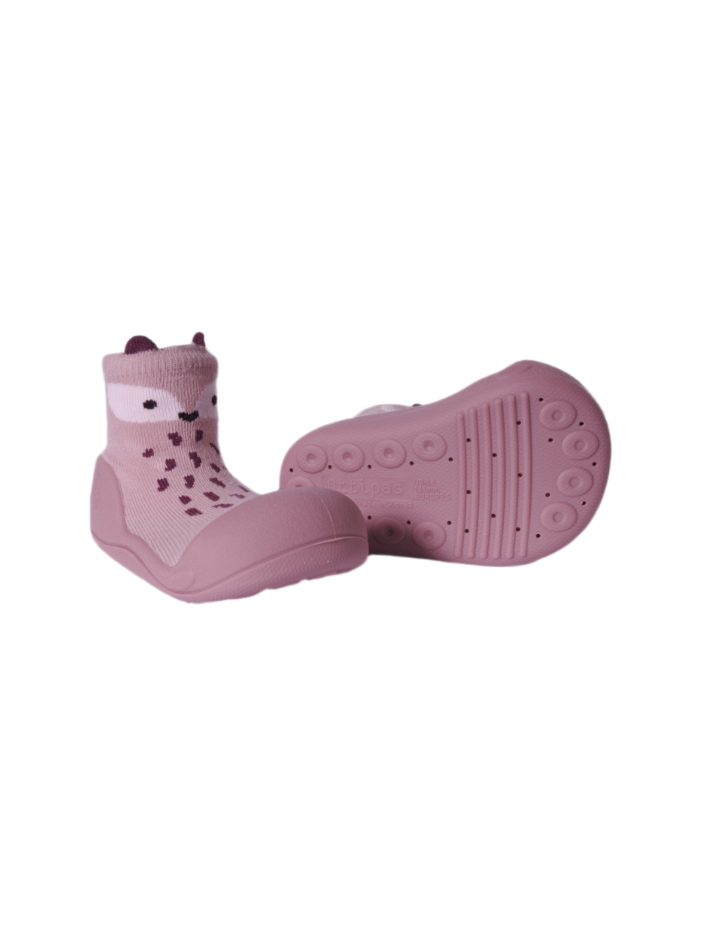 Scarpe primi passi per neonati Attipas rosa con motivo di volpe AEN02 PINK ATTIPAS 