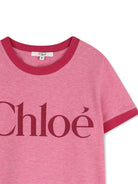 T-shirt per bambina Chloé Kids rosa con stampa con logo C20854 F04 CHLOE' KIDS 