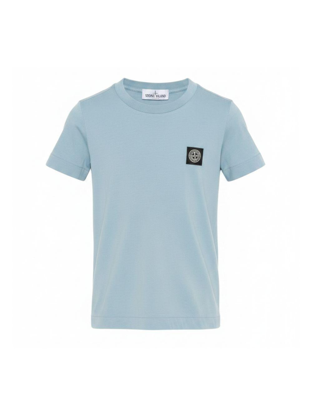 T-shirt per bambino Stone Island Junior azzurra con toppa con logo L1S162100002S0047 V004A STONE ISLAND JUNIOR 