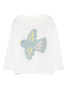 T-shirt per neonata Stella McCartney Kids bianco con stampa uccello TX8080 Z0434 101 STELLA McCARTNEY KIDS 