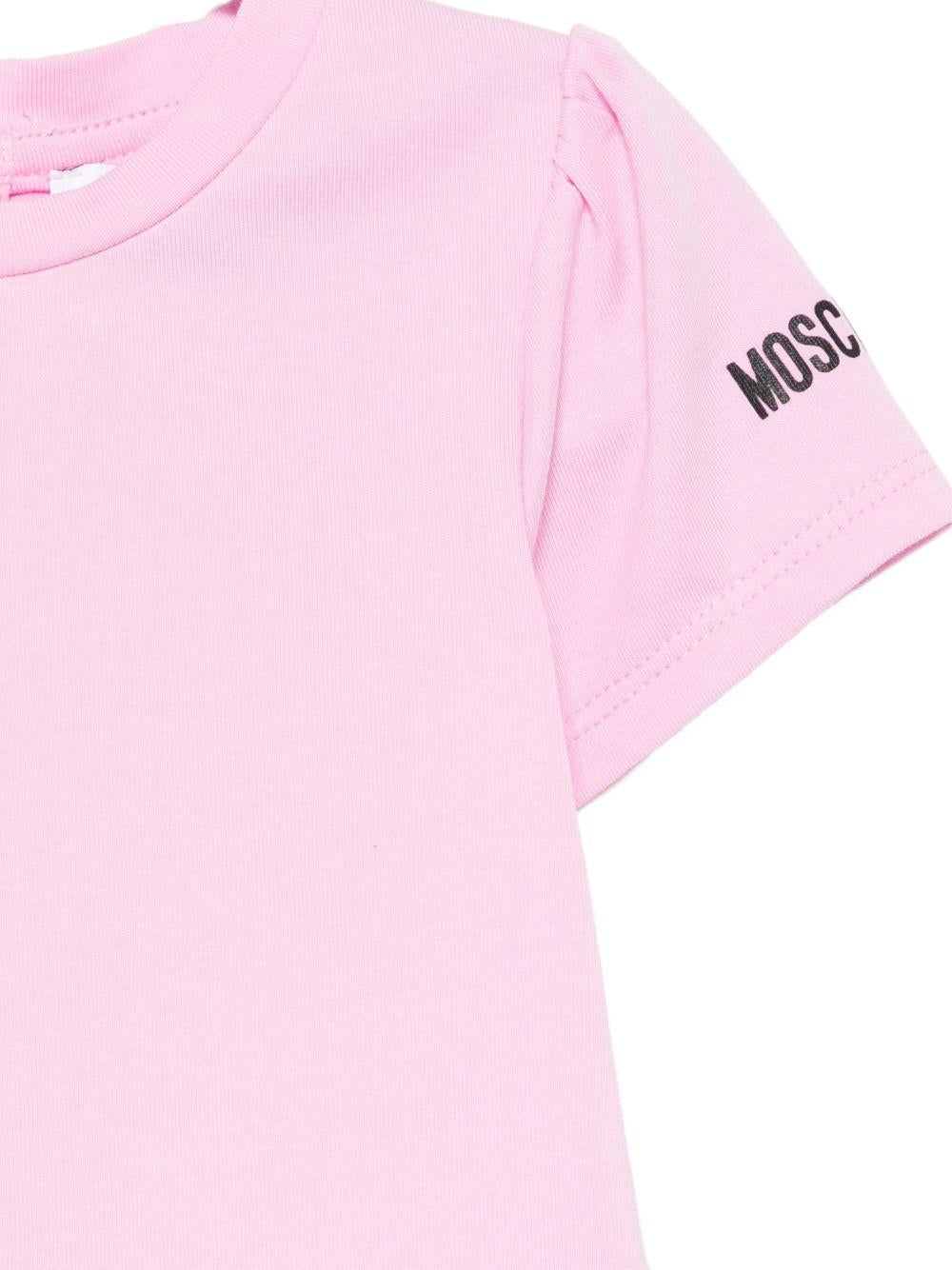Set t-shirt e salopette per neonata Moschino Kids multicolore con Teddy ricamato sul davanti MDG01QL0E34 40646 MOSCHINO KIDS 