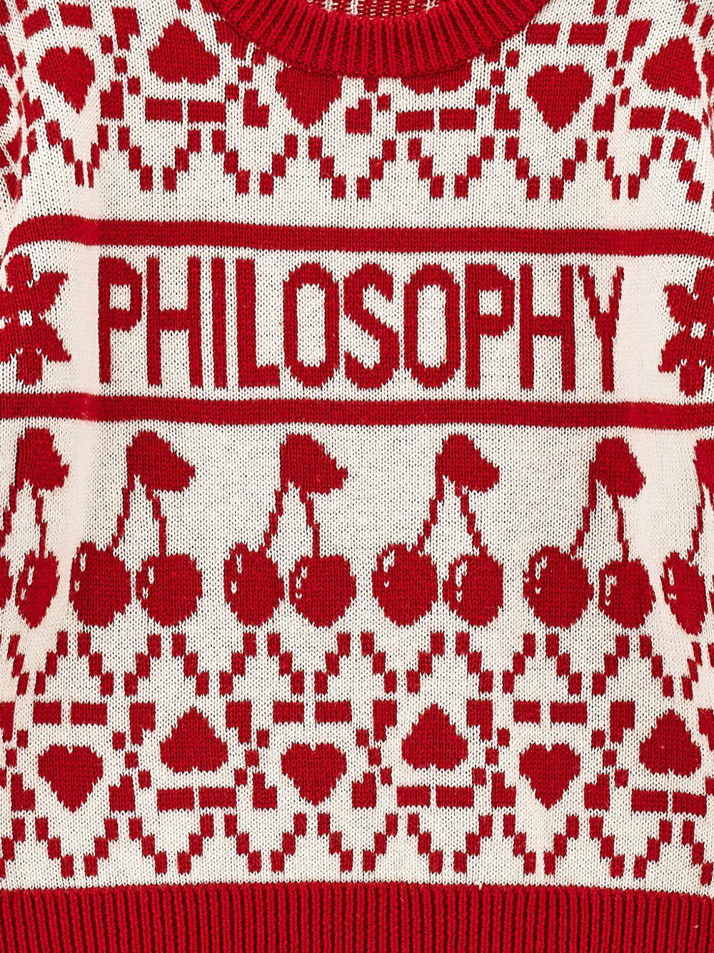 Maglione per bambina Philosophy di Lorenzo Serafini Kids rosso con motivo a ciligie I9F602 6066 P143 PHILOSOPHY 