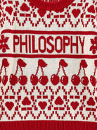 Maglione per bambina Philosophy di Lorenzo Serafini Kids rosso con motivo a ciligie I9F602 6066 P143 PHILOSOPHY 