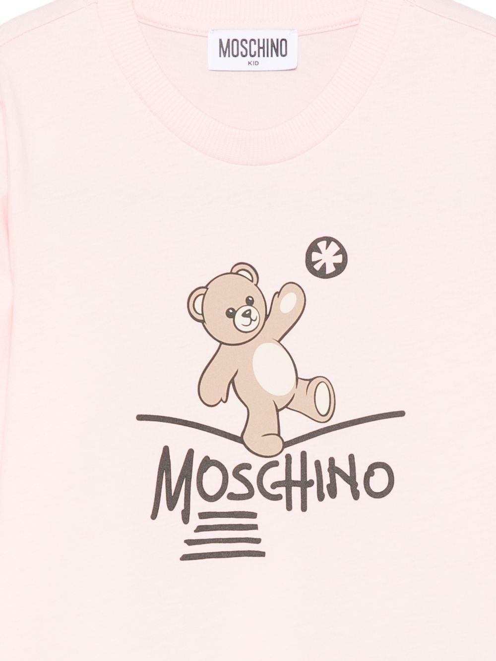 T-shirt per bambina Moschino Kids rosa con motivo Teddy Bear HZO00JLAA20 50209 MOSCHINO KIDS 