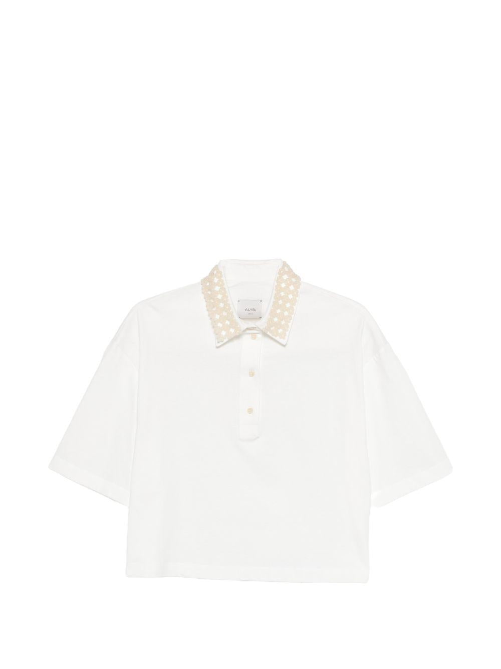 T-shirt per donna Alysi bianca con design crop 116409 P6055 LT ALYSI 
