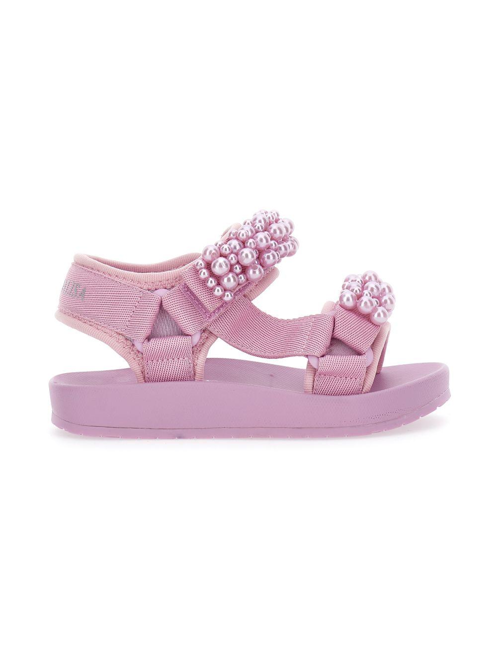 Sandali per bambina Monnalisa rosa con applicazioni a perline 8CG012 7700 0065 MONNALISA KIDS 