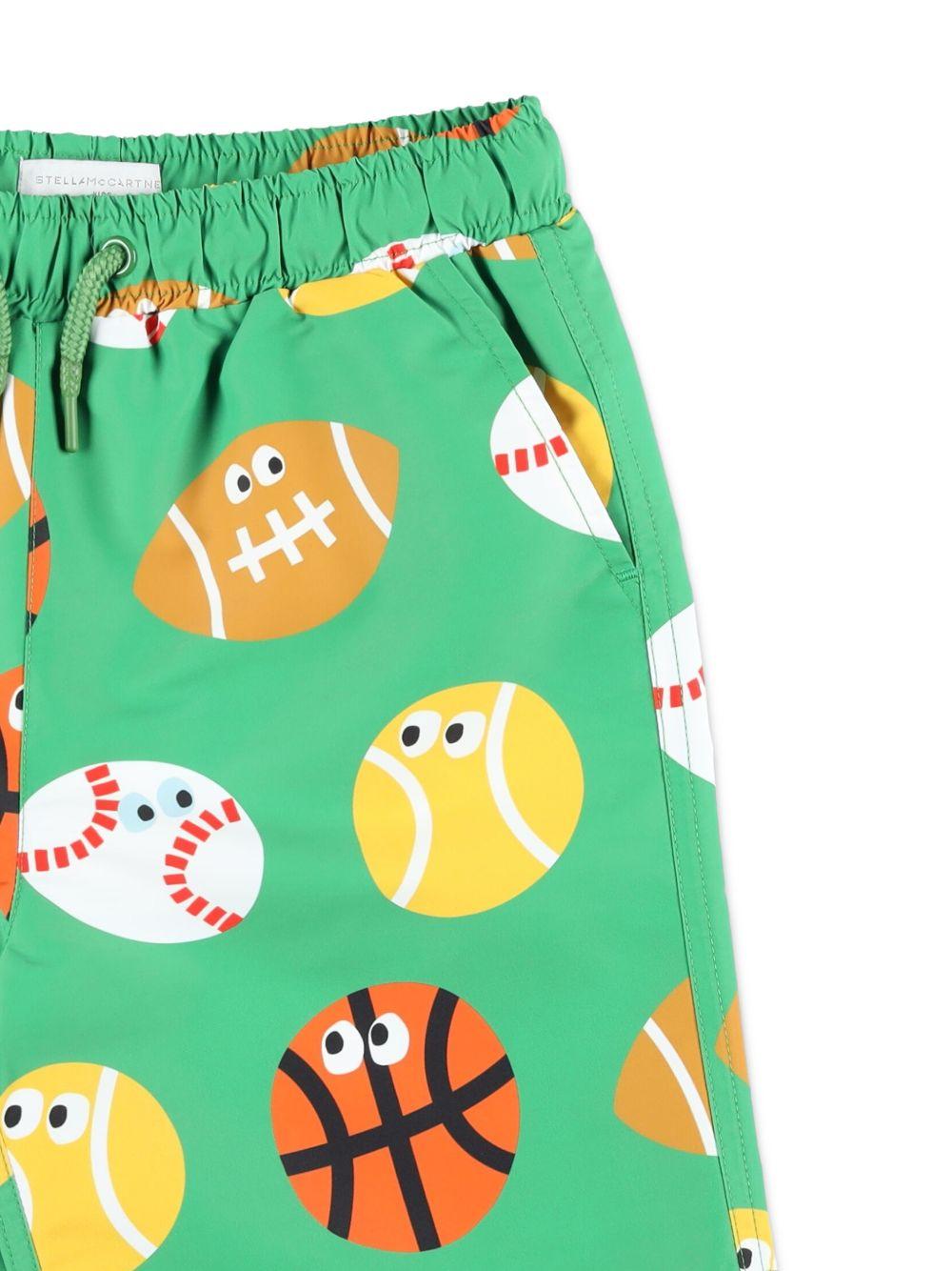 Costume per bambino Stella McCartney Kids verde con stampa palloni all-over TYCP99 Z3529 769MC STELLA McCARTNEY KIDS 