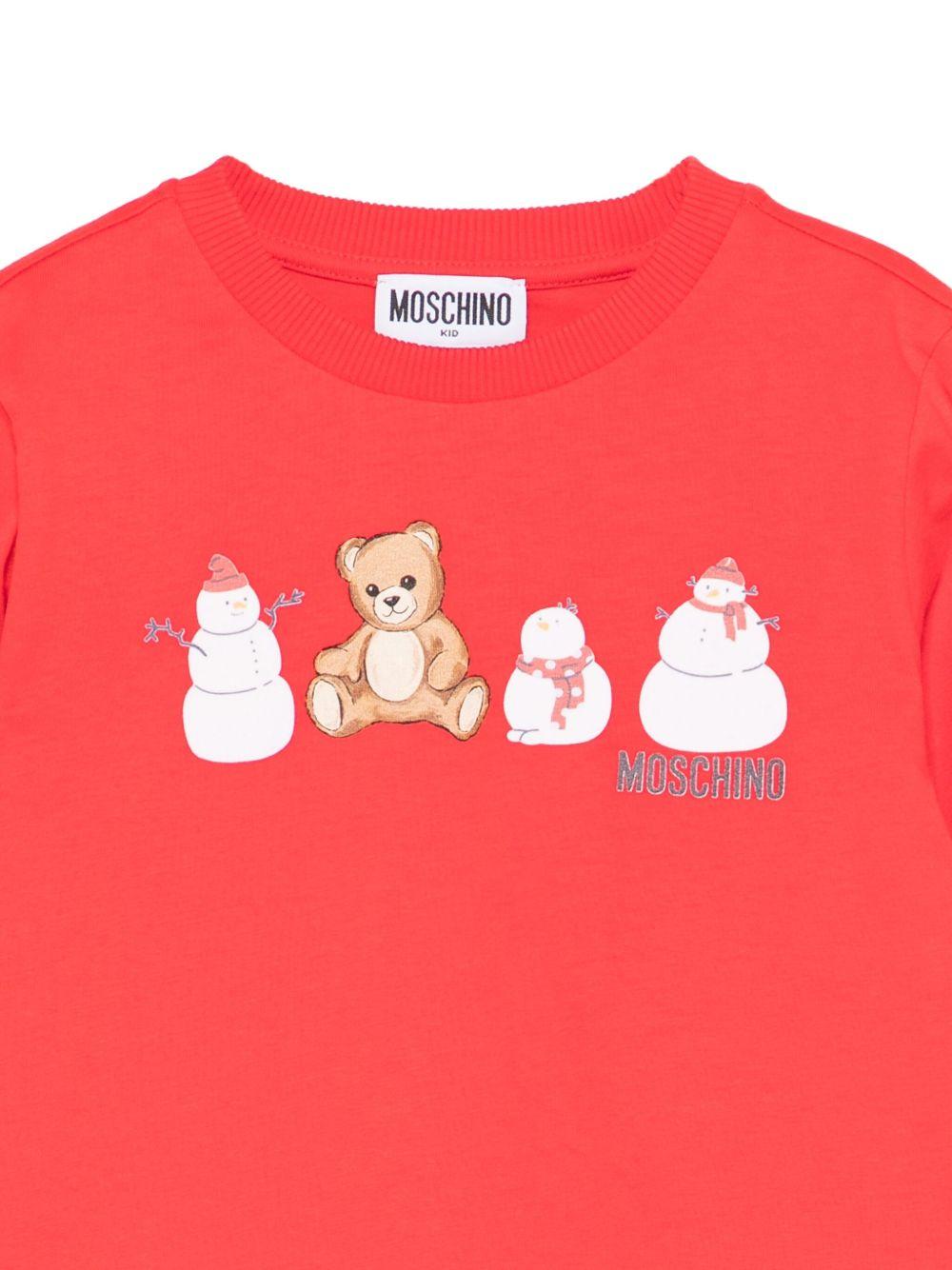 T-shirt per bambini Moschino Kids rosso con stampa grafica HUO00ZLAA01 50109 MOSCHINO KIDS 