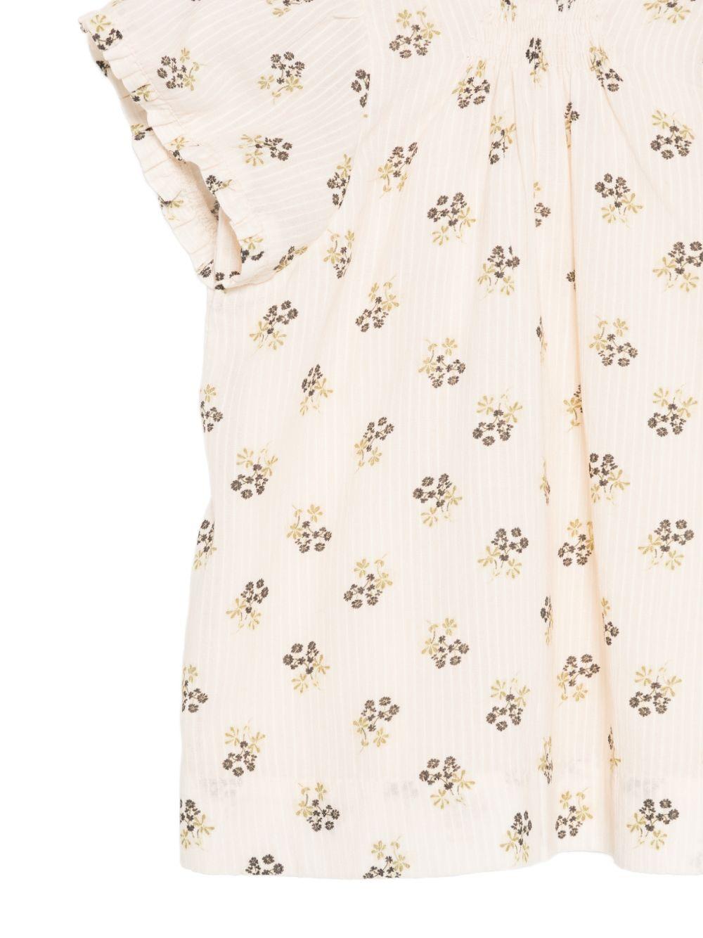 Abito per neonata Bonpoint beige con stampa a fiori all-over S06XDRW00009 503 BONPOINT KIDS 