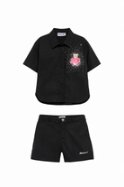 Set camicia e shorts per bambina Moschino Kids nero con motivo Teddy Bear HDG01LLLA10 60100 MOSCHINO KIDS 
